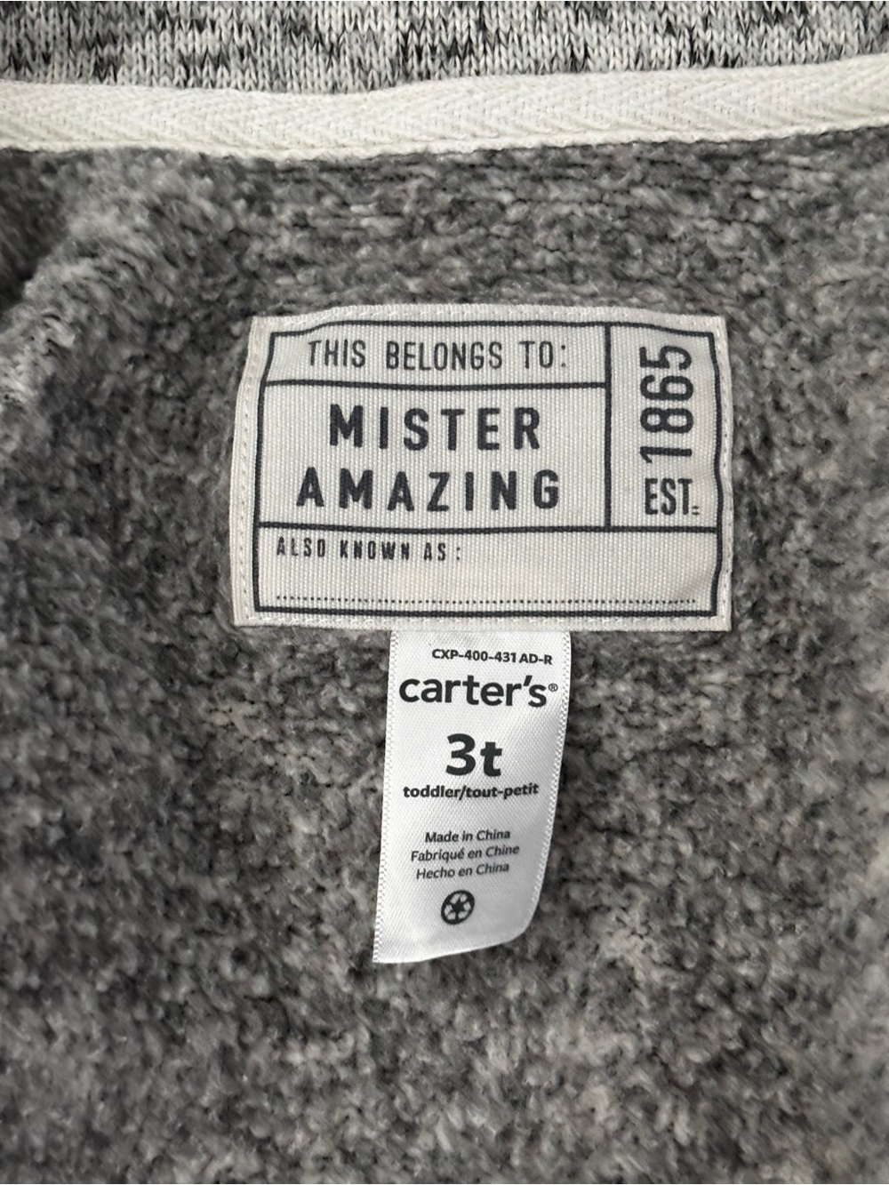 Carter's Gray Marled Fleece Vest With Pockets - Toddler 3T - Picture 3 of 3